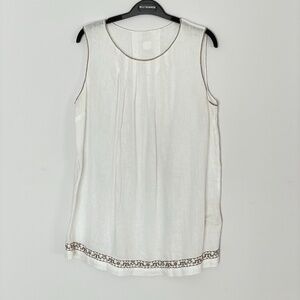 120 LINO 100% Linen white women sleeveless shirt/blouse tunic size 46 Italy
